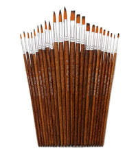 12PC Brown Handle Artist Brush Set - Watercolor, Acrylic, Oil Painting, and Craft