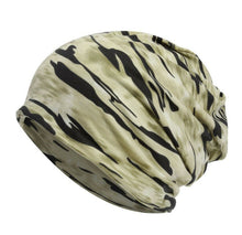 Men Women Cotton Blended Hippie Paisley Slouch Baggy Ski Beanies Hats Cap Mask Green Camouflage