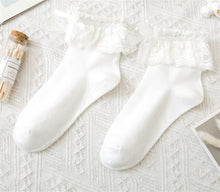 Women Teen Girl Ankle Fancy Fairy Retro Lace Ruffle frilly Bow Short dress Socks