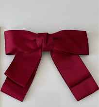 Women Girl Satin Layers Ribbon School Color Bow Bowknot Hair Head Barrette Clip Maroon Red