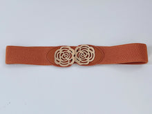 Women Metallic Rose Flower Elastic Stretchy Dress Narrow Slim Waist Belt Band