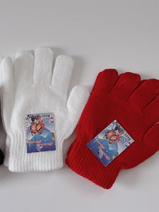 Girls Boys Kids Children Warm Knit Ski Outdoor Winter SHORT Gloves Mittens 5-10Y