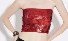 Women Girl Party Dance Shine Sequins Camisole Singlet Tank Chest Wrap Bandeau Red