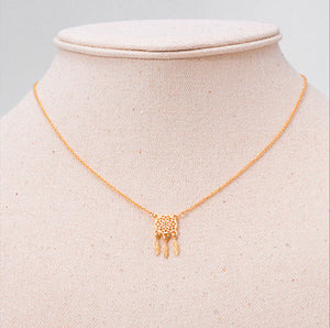 Women Lady Girls mini small gold/silver Dream Catcher short Necklace Gift her