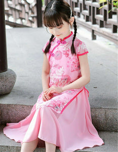 Girl Chinese New Year Asian Traditional Han QIPAO Costume Tunic Summer Dress