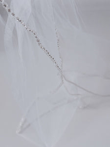 Women White Ivory Bride Head Hair Crystal Trim lace Tulle Wedding Veil COMB