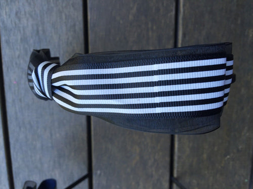 Girl Office Lady School Strip Uniform Ribbon Bow hair head band headband Hoop Black stripe