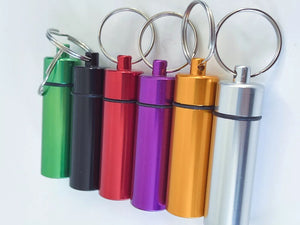 Travel Portable Alluminium Pills Medicine Tube Box Container Key Ring Holder