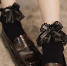 Women Teen Girl Ankle Fancy Fairy Retro Lace Ruffle frilly Bow Short dress Socks