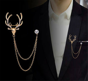 Women Deer Reindeer Christmas GIFT Stud Party Collar Chain brooch Tip Pin Tassel