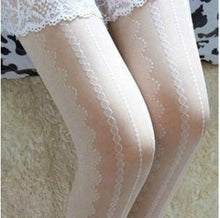 Women black white grey Retro lace embroidery Fancy Stockings Pantyhose Tights