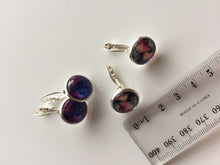 Women Girls Retro BOHO Cameo Round Badge Purple Galaxy Sky friendship Earrings