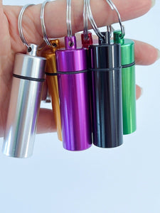 Travel Portable Alluminium Pills Medicine Tube Box Container Key Ring Holder