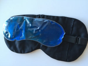 AU Stock 100% Silk Wide Women Men Rest Travel Sleeping Eye Mask OR with ice pad Black with ice eye pad