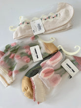 Women Retro Fancy Ankle Tulip Flower Transparent Summer lace Short Dress Socks