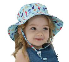 Boys Girls Kids Children Cotton Sea Horse Travel Bucket Sun Hat Cap strap