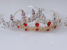 Women Wedding Prom Girls Red Pink Sliver Crystal Party Hair Headband Crown Tiara