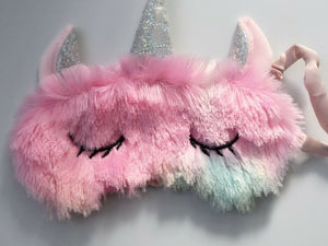 1X Women Girl Fluffy Unicorn Travel flight Sleeping Eye Mask Cover Eyeshade