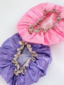 Women Lady Frilly Satin Hair Wrap Waterproof Bath Head Shower Cap Hat Cover