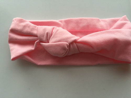 Baby Girl Kid Boho Bohemian Party bow knot 80' 70' cotton Hair head band Bandana LIGHT BABY PINK