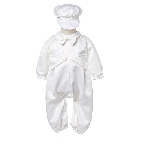 Boy Baby Girl Cream White Christening shower Formal outfits suits Romper Hat 3M:Suggest for 0-2 Months