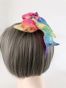 Women Girl Sequins Sequined Bling Colorful Rainbow Headband Hair Head Band bow