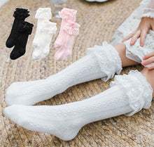 Girl Kids Baby knees Calf High Long Lace Dress Socks Tights 0-7 Years