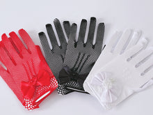 Women Ball Party Fancy Function Wedding Net Bow Short Black Red White Gloves