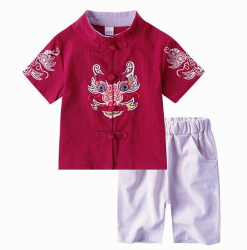 Kids Boy Girl Chinese New Year Asian Traditional TANG Costume Tops outfit Set