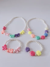 Girl Kid children Rose flower or Bow Cute Beaded Colorful Necklace Bracelet Set