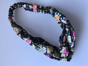 Women Lady 70' 80' Retro Boho bohemian floral Party Cross scarf Hair head band