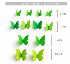 12PC Christmas Wedding Pink / Blue Butterfly Party Wall Sticker Home Decorations