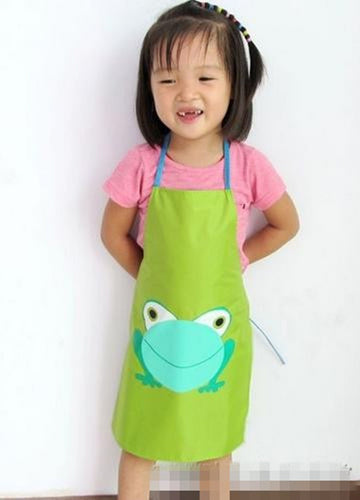 1pc Kid Girls boys Children water resist frog Bib Apron Art Paint Smock vest green