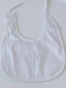 Baby Shower Girls Boys White Christening Outfits Match Cross Bib Burp Apron