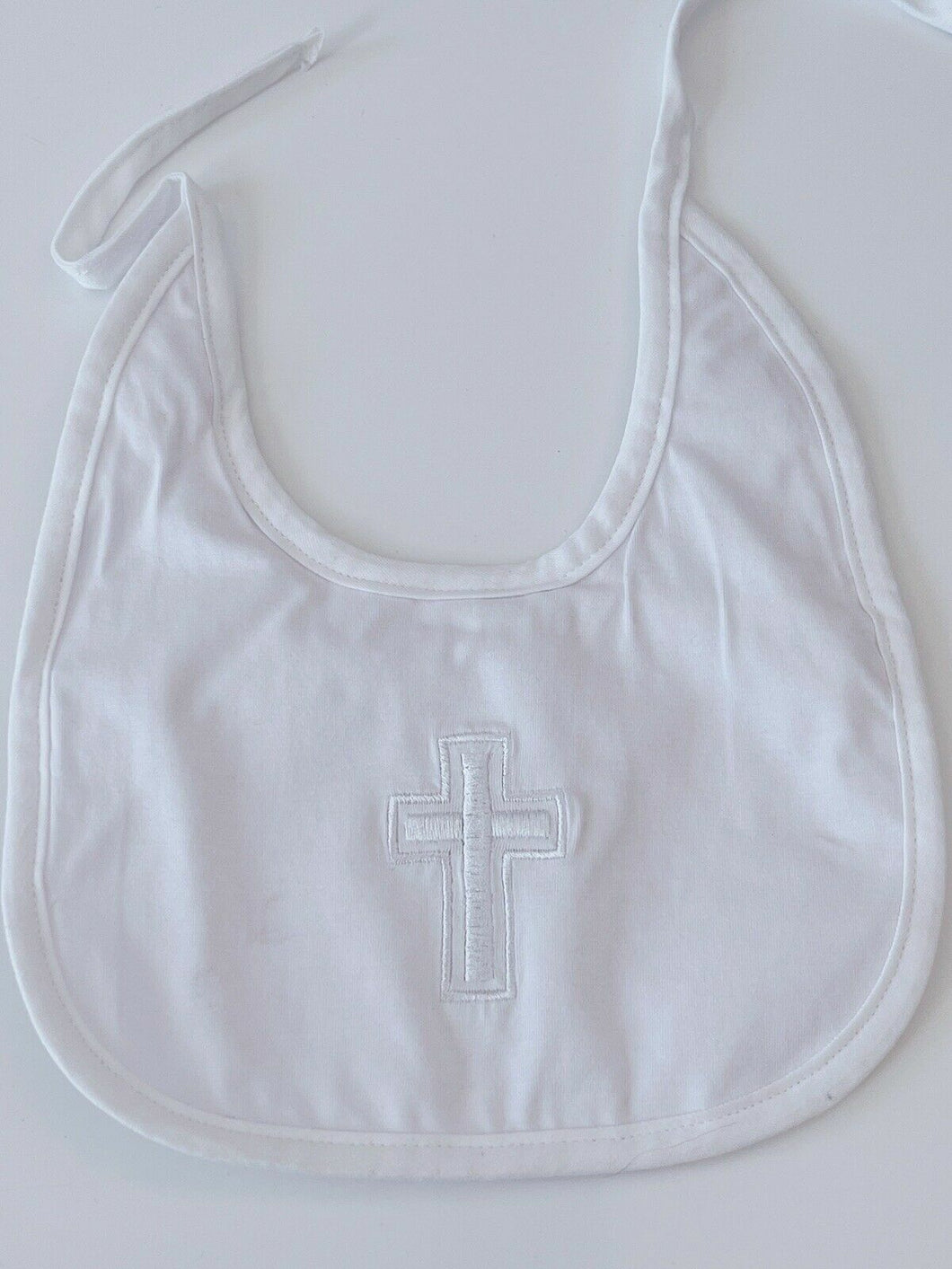 Baby Shower Girls Boys White Christening Outfits Match Cross Bib Burp Apron