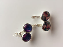 Women Girls Retro BOHO Cameo Round Badge Purple Galaxy Sky friendship Earrings