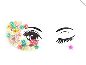 Women Crystal Acrylic Bling Gems Shell Fairy Fancy Face Eye Sticker makeup art