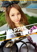 Women Girls kids Leather look Black Bunny cat Ear Bow Party Hair Head Headband