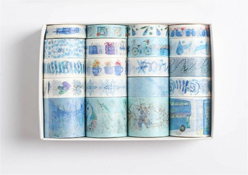 AU 20 Rolls Sticky Washi Tape Papers Scrapbooking Sea Woodland Note Stickers Blue Feather Unicorn Heart
