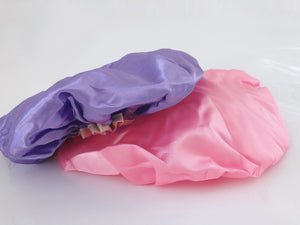 Women Lady Frilly Satin Hair Wrap Waterproof Bath Head Shower Cap Hat Cover