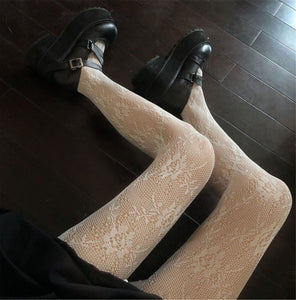 Women Fancy Gothic Flower Floral Fancy Retro Pantyhose Fish Net Stockings Tights