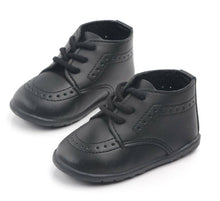 Baby Boy White Black Wedding Formal Party Synthetic leather Rubber Bottom Shoes Black