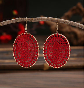 Women Retro Ethic Embroidery Crochet Boho Bohemian Hook dangle Ear Drop Earrings