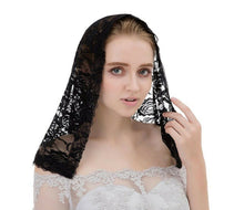 Women Black White Simple Wedding Short head hair Lace Veil Mantilla Shawl
