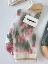 Women Retro Fancy Ankle Tulip Flower Transparent Summer lace Short Dress Socks