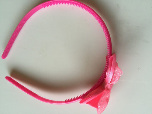 Girls Baby Toddlers Kids pink Children Princess ribbon hair Bow Clip/ band loop Dark Pink band