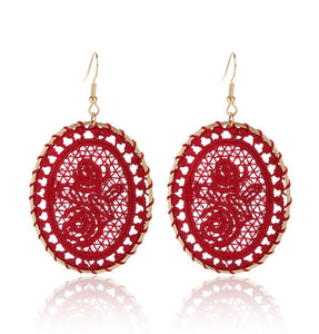 Women Retro Ethic Embroidery Crochet Boho Bohemian Hook dangle Ear Drop Earrings