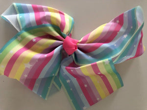 8 Inch Girls Kids Children Big Bow Ribbon Grosgrain Rainbow School Hair Clip