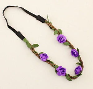 Women Girl Flower Fairy Bohemian Braid Beach Tiara Crown Suede hair headband