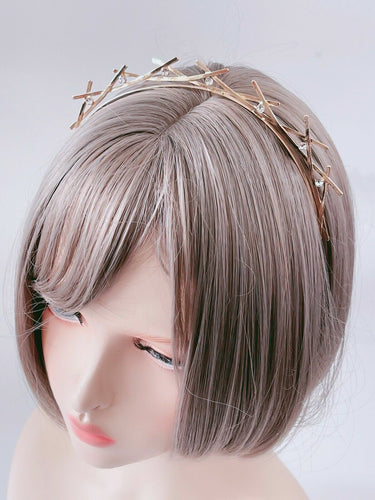 Women Girl Metallic Retro celestial Sun Moon Party Hair head band headband Hoop Cross Crystal Headband